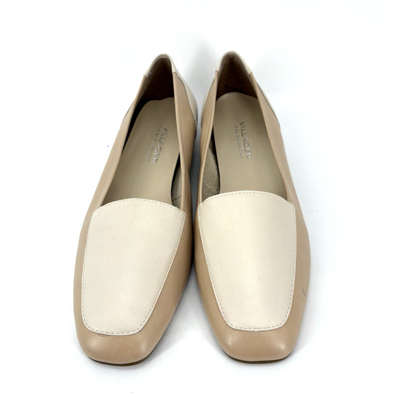 Villager Loafers 7M Tan White United Square Toe Liz Claiborne Slip On Career - Picture 1 of 8
